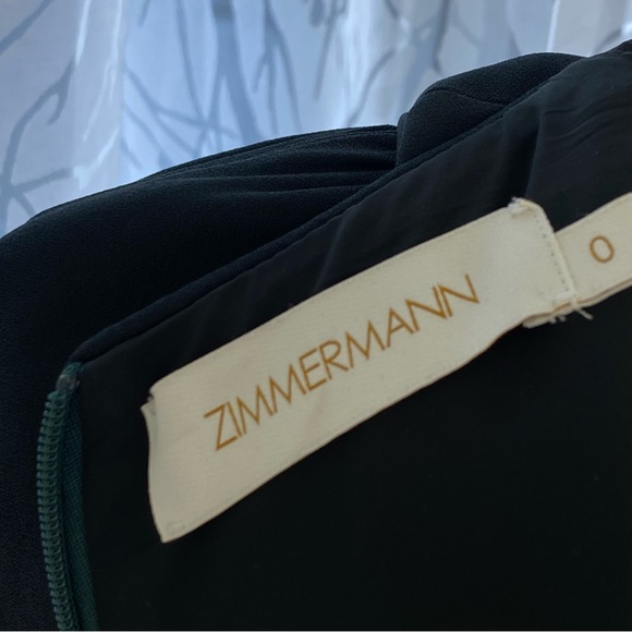 ZIMMERMANN GREEN BLACK KEYHOLE CUT OUT NECK BALOON LONG SLEEVE MINI DRESS - Picture 10 of 14